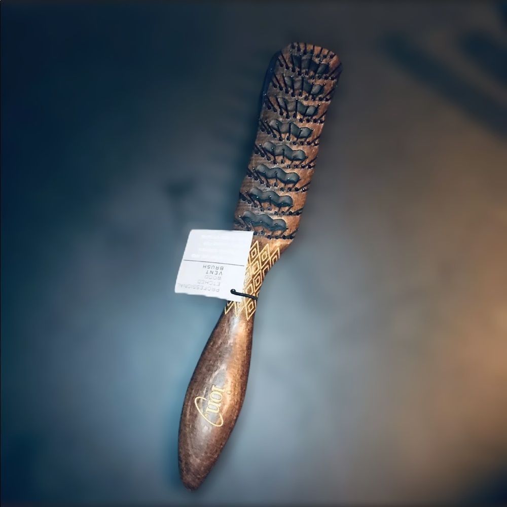 ION Etched Wood Vent Brush Flexible Bristle